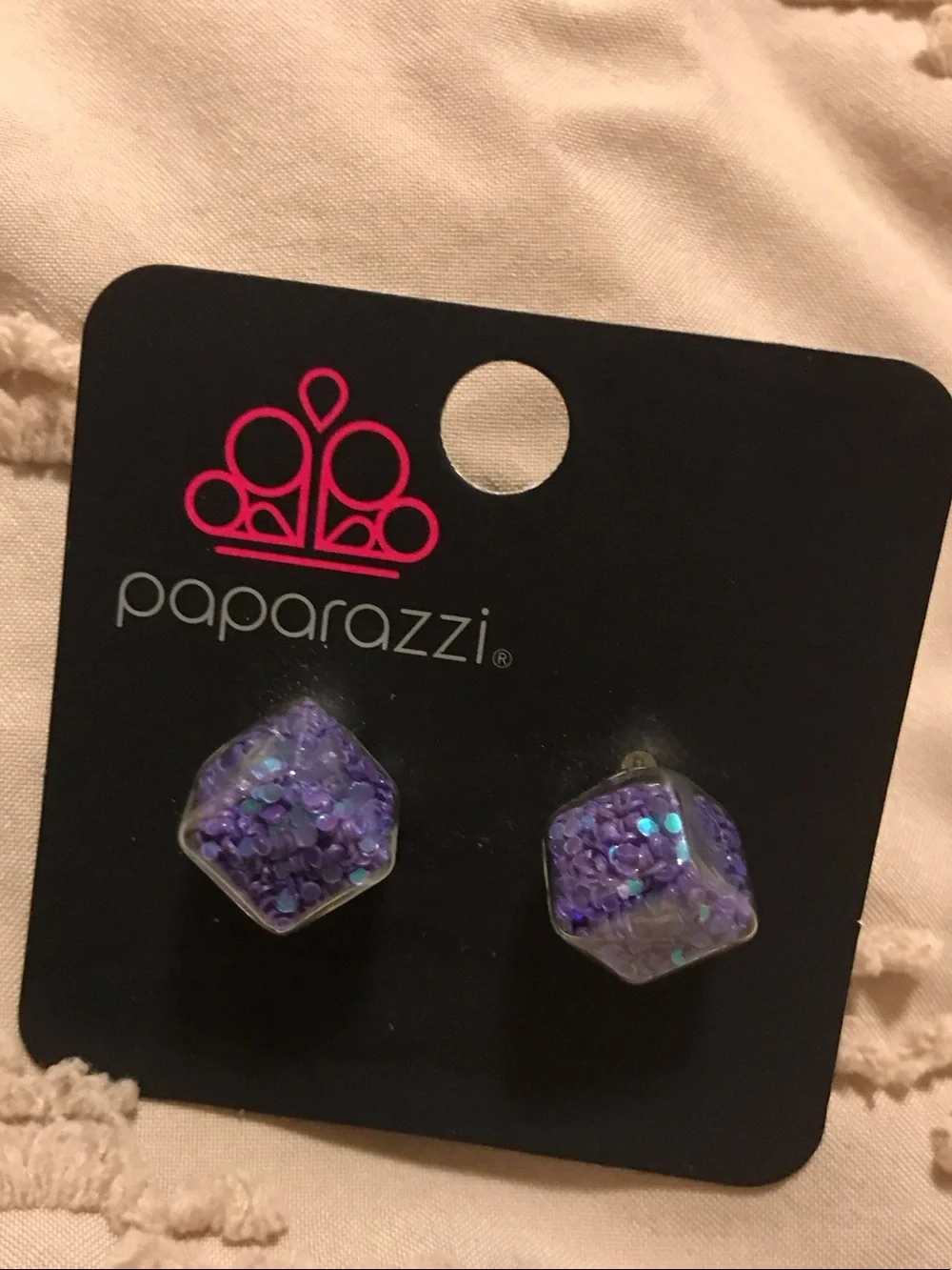 Purple Glitter Square Stud, Rose & Elephant Dangle Earrings-3 for 1 price Price